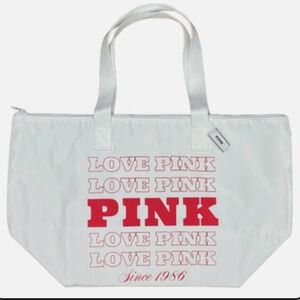 NWT! Victorias Secret “Love Pink” Large Tote Bag White & Red